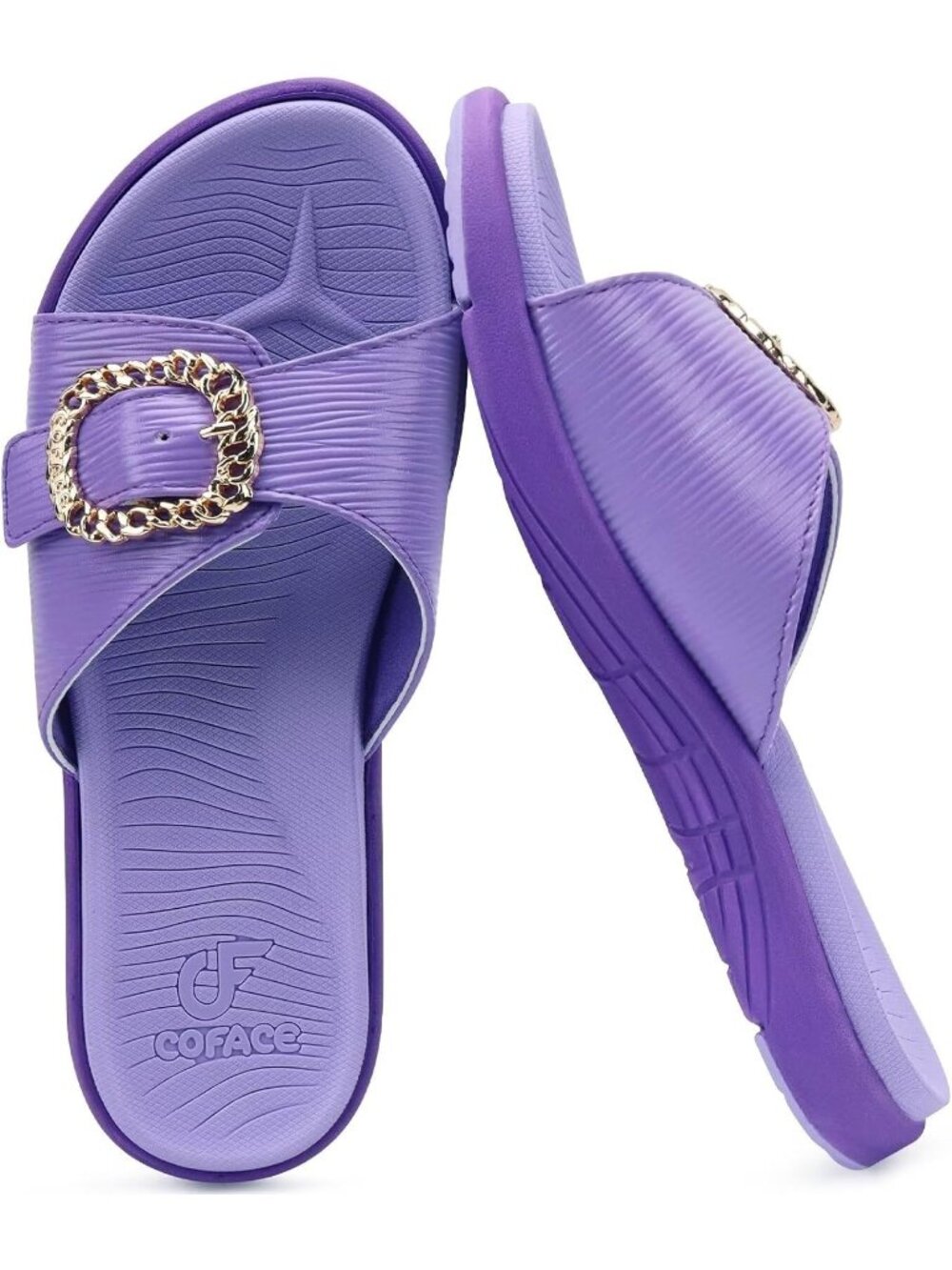 Women's Purple Orthotic Slides Lightweight Yoga Mat Thick Cushion Walking